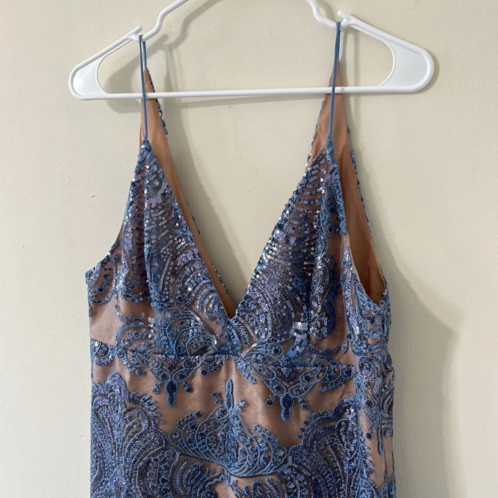 Free People Night Shimmers Mini Dress Blue Size 12 - Picture 6 of 13